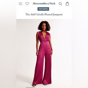 Abercrombie & Fitch Giselle Pleated Jumpsuit size L, Berry color